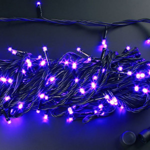 Светодиодная нить с контроллером 20 м., 220V, 200 фиолетовых LED ламп, черный ПВХ провод, Rich LED (RL-T20C2-B/V)