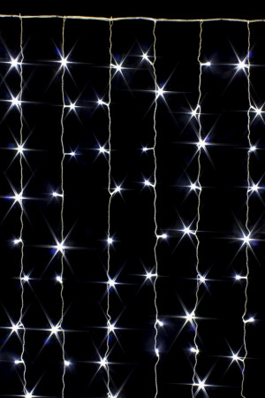 Занавес с мерцающим диодом 3*3 м., 220V, 480 холодных белых LED ламп, соединяемый, прозрачный провод, Winner (w.03.5T.480+)