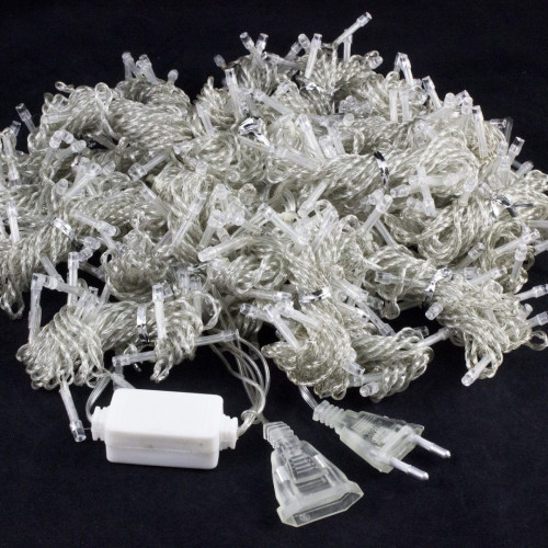 Занавес с мерцающим диодом 3*3 м., 220V, 480 холодных белых LED ламп, соединяемый, прозрачный провод, Winner (w.03.5T.480+) в Санкт-Петербурге