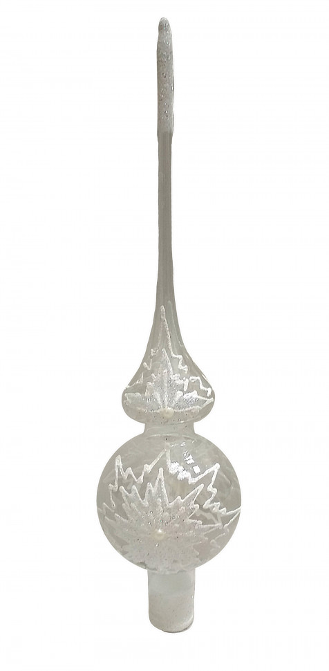 Верхушка "Снежинка снежная" h-28 см., стекло, в подарочной упаковке, Батик (КВ-194111)