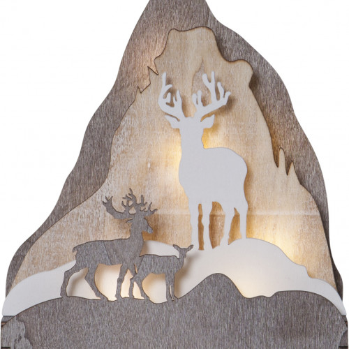 Светильник новогодний Благородные Олени FAUNA,  21х18 см., 10 LED ламп, на батарейках, серый, Star Trading (271-35)