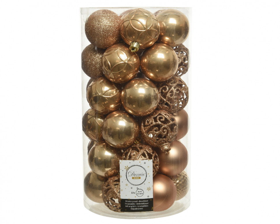 Набор пластиковых шаров Королевский 60 мм., медово-золотой, 37 шт., Kaemingk (020837) в Казани