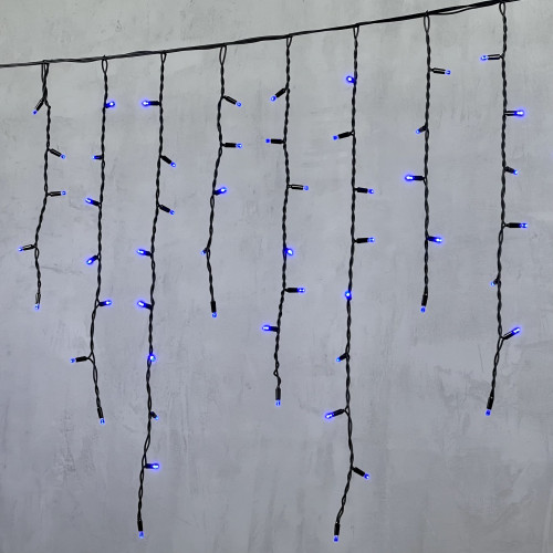 Светодиодная бахрома с колпачком 3,2*0,9 м., 168 синих LED ламп, каучуковый черный провод, LTC (LL168-1-2B)