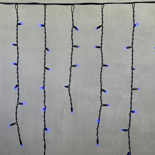 Светодиодная бахрома с колпачком 3,2*0,9 м., 168 синих LED ламп, каучуковый черный провод, LTC (LL168-1-2B)