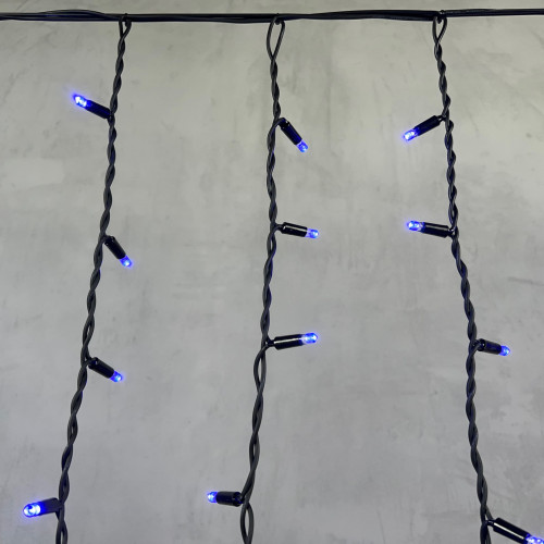 Светодиодная бахрома с колпачком 3,2*0,9 м., 168 синих LED ламп, каучуковый черный провод, LTC (LL168-1-2B)