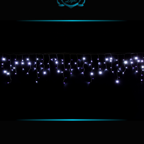 Светодиодная мерцающая бахрома 25 м., нити 0,6*0,4*0,3 м., 850 холодных белых LED, черный ПВХ, IP 54, соединяемая, Winner (w.02.6B.850.F+)