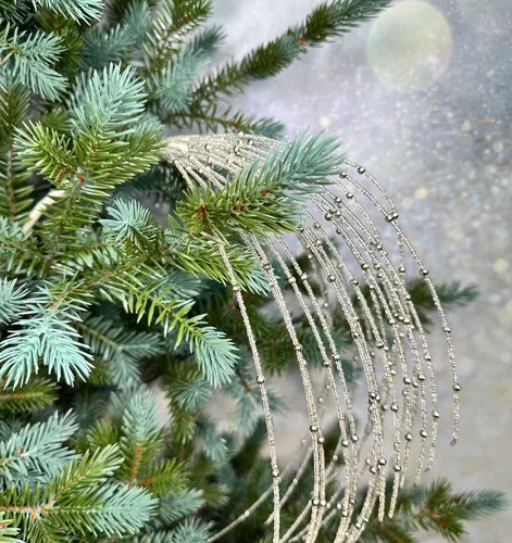 Ветвь Царский фейерверк бело-серебристая 76 см., 1 шт., Christmas De Luxe (86704)  