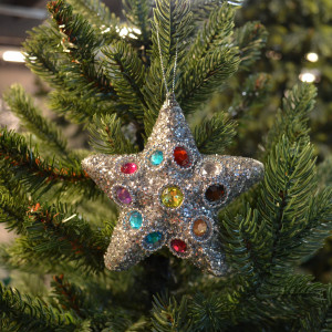 Украшение на елку Звездочка серебряная 12х12 см. (522555)