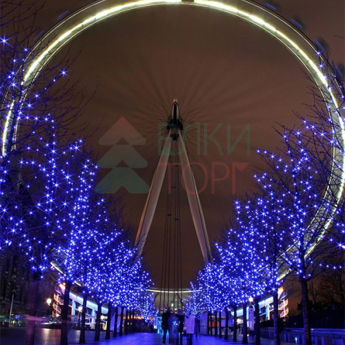 Комплект гирлянды на деревья с контроллером 60 м., 3 луча по 20 м, 600 LED ламп небесно голубого цвета, Beauty Led (KDD600C-10-1SB)