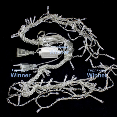 Светодиодная мерцающая бахрома 3*0.8 м., 220V, 100 теплых белых LED ламп, прозрачный силикон, Winner (ww.02.5T.100+) в Санкт-Петербурге