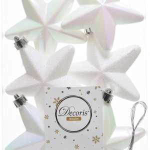 Набор елочных игрушек Звездочка ясная 6 шт, белый ирис, 8*8 см, Kaemingk (027865)