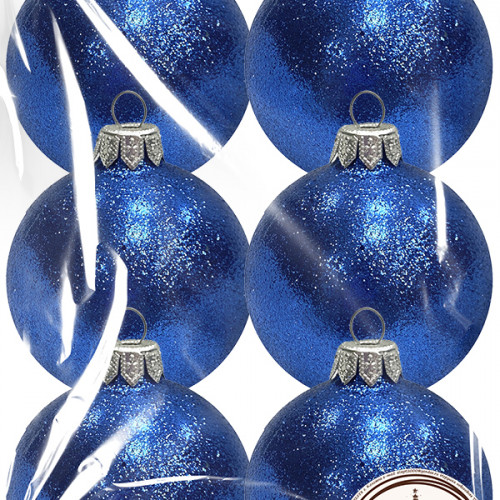 Набор пластиковых шаров Искристый, 65 мм., 6шт., синий, ПромЕлка (НШИПЛ-65Blue)