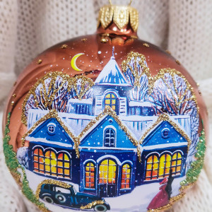 КУ-65-214178 Стеклянный шар Рождественская ночь 65 мм., Коломеев