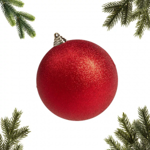 Шар пластиковый глиттер 150 мм., красный, ЕлкиТорг (150523)