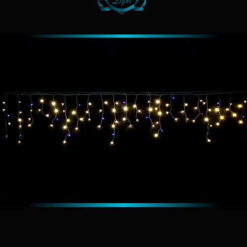 Светодиодная мерцающая бахрома 25 м., нити 0,6*0,4*0,3 м., 850 теплых белых LED, черный ПВХ, IP 54, соединяемая, Winner (ww.02.6B.850.F+)