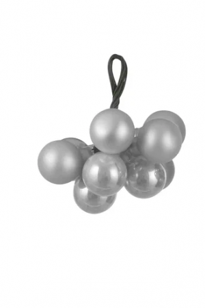 Гроздь стеклянных шаров Ягодный хоровод 2 см., 10 шт., первый снег,  Christmas DeLuxe (86375)