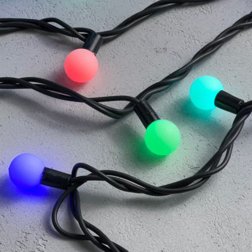 Светодиодная гирлянда шарики Fiesta, 7 м., 75 RGB LED ламп 23 мм, черный каучук, Beauty Led (RGB BB75-2-2RGB) в Санкт-Петербурге