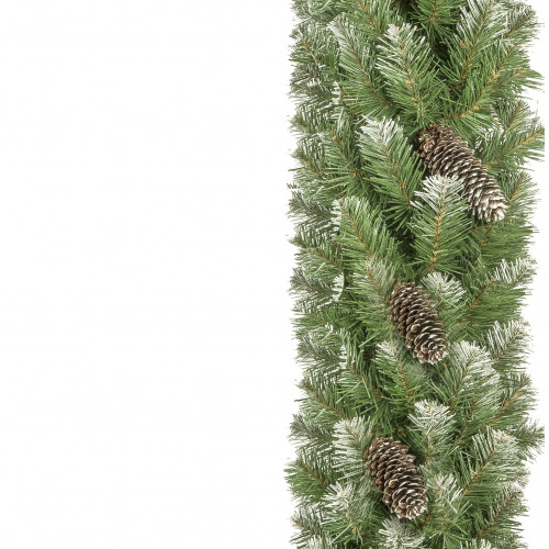 Хвойная гирлянда Снежная королева с шишками заснеженная 270*30 см., ПВХ,ЕлкиТорг (23015)