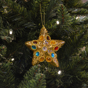 Украшение на елку Звездочка золотая 12х12 см. (522562)