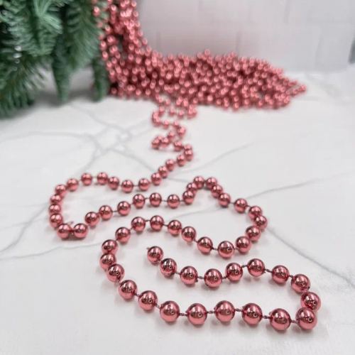 Пластиковые бусы Бисер 8 мм.*10 м., розовый, Christmas DeLuxe (89727)