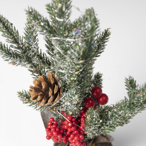 Светодиодная фигура Ёлка с ягодами и шишками 11.5×27×7.5 см., пластик, батарейки CR2032х2, Luazon Lighting (7992926)