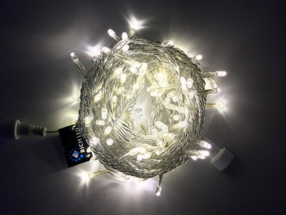 Светодиодная нить с мерцанием 10 м., 220V, 100 теплых белых LED ламп, прозрачный ПВХ провод, Rich LED (RL-S10CF-220V-T/WW)