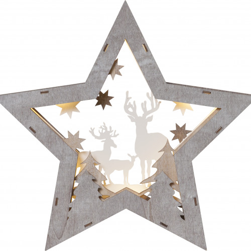 Светильник новогодний Звездные Олени FAUNA 32х34 см., 10 LED ламп, на батарейках, серый, Star Trading (271-37) в Санкт-Петербурге