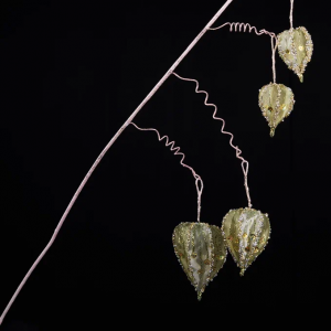 Ветвь Физалис оливковый 80 см., органза, пайетки, Christmas DeLuxe (89108)