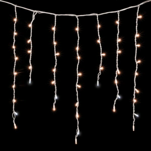  Светодиодная бахрома с колпачком 3,2*0,9 м., 168 экстра теплых белых LED ламп, мерцание, каучуковый белый провод, LTC (LL168BLW-8-2EWW)