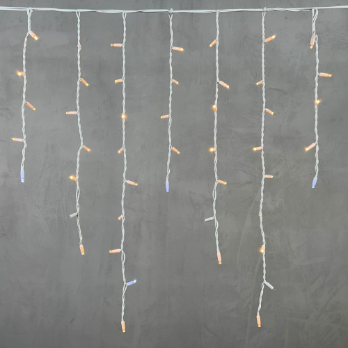  Светодиодная бахрома с колпачком 3,2*0,9 м., 168 экстра теплых белых LED ламп, мерцание, каучуковый белый провод, LTC (LL168BLW-8-2EWW)