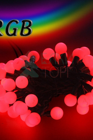 Светодиодная гирлянда шарики Fiesta с контроллером, 10 м., 75 RGB LED ламп 23 мм , черный ПВХ, Beauty Led (RGB BB75C-1-1RGB)