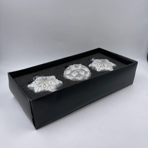 Набор украшений Лазоревый цветок 10х8 см., стекло, 3 шт., Christmas DeLuxe (13158)