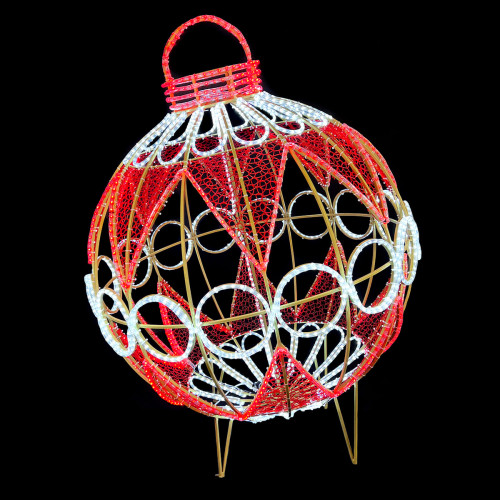 Светодиодная Фигура Новогодний Шар 1,3 м., Красно-Белый, IP65, (LC-13158)