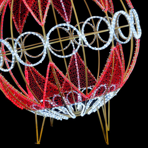 Светодиодная Фигура Новогодний Шар 1,3 м., Красно-Белый, IP65, (LC-13158)