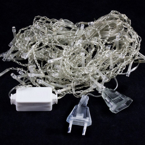 Светодиодная мерцающая бахрома 3*0.8 м., 220V, 100 синих LED ламп, прозрачный силикон, Winner Light (B.02.5T.100+)