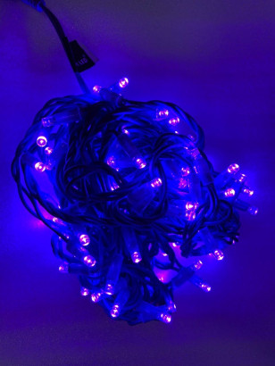 Светодиодная нить на цветном проводе 10 м., 24V, 100 фиолетовых LED ламп, фиолетовый провод, Rich LED (RL-S10C-24V-RV/V)
