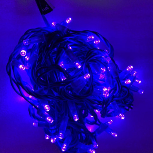Светодиодная нить на цветном проводе 10 м., 24V, 100 фиолетовых LED ламп, фиолетовый провод, Rich LED (RL-S10C-24V-RV/V)