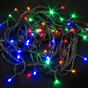 Светодиодная нить 6 м., 220V, 60 разноцветных LED ламп, контроллер, черный провод, Winner Light (m.01.5B.60-)