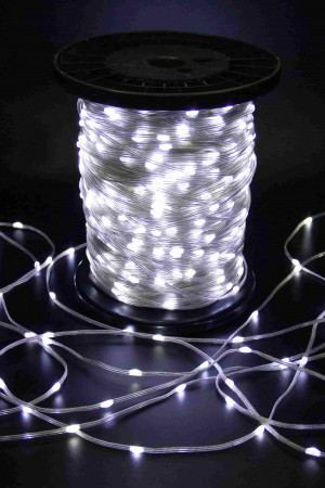 Светодиодная нить Краса 2000 холодных белых LED ламп, 200 м., 24В, статика, прозрачный провод ПВХ, Teamprof (TPF-CR200-24V-T/W)