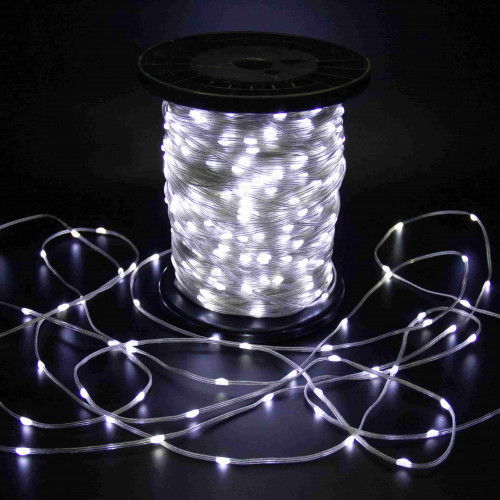 Светодиодная нить Краса 2000 холодных белых LED ламп, 200 м., 24В, статика, прозрачный провод ПВХ, Teamprof (TPF-CR200-24V-T/W)