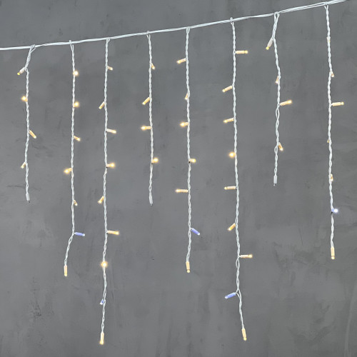 Светодиодная бахрома с колпачком 3,2*0,9 м., 168 теплых белых LED ламп, мерцание, каучуковый белый провод, LTC (LL168BLW-8-2WW)