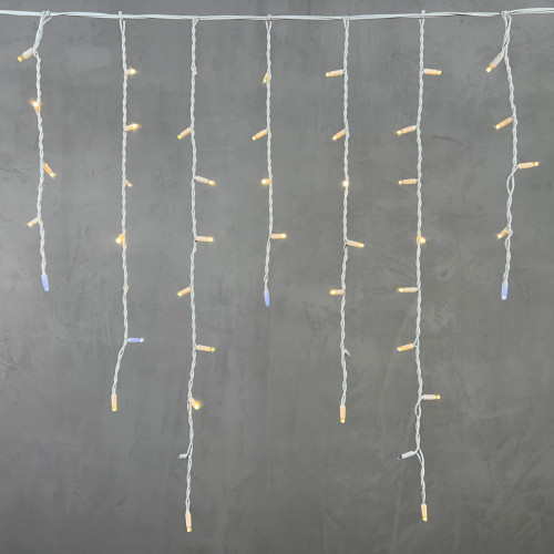 Светодиодная бахрома с колпачком 3,2*0,9 м., 168 теплых белых LED ламп, мерцание, каучуковый белый провод, LTC (LL168BLW-8-2WW)