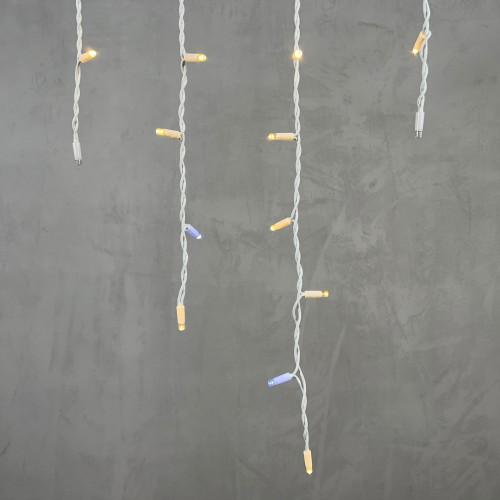 Светодиодная бахрома с колпачком 3,2*0,9 м., 168 теплых белых LED ламп, мерцание, каучуковый белый провод, LTC (LL168BLW-8-2WW)