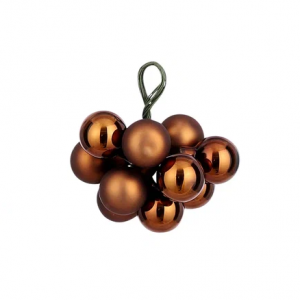 Гроздь стеклянных шаров Ягодный хоровод 2 см., 10 шт., шоколадное суфле,  Christmas DeLuxe (87657)