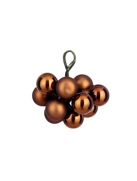 Гроздь стеклянных шаров Ягодный хоровод 2 см., 10 шт., шоколадное суфле,  Christmas De Luxe (87657) в Белгороде