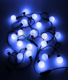 Светодиодная гирлянда шарики Fiesta, 5 м., 20 синих LED ламп 40 мм, 220V, черный ПВХ, Beauty Led (HB20-11-2B)