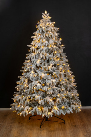 Искусственная елка Камчатская заснеженная 150 см., 330 теплых белых Led ламп., литая хвоя+пвх, ЕлкиТорг (134150)