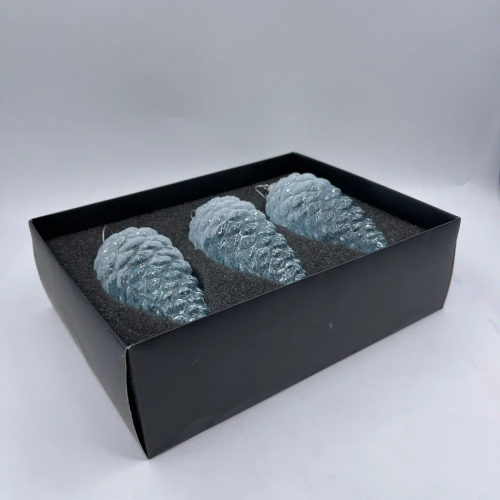 Набор елочных шишек Лесная Прохлада 14х6 см., голубой, стекло, 3 шт., Christmas DeLuxe (13121)