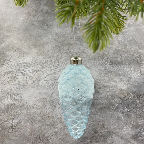 Набор елочных шишек Лесная Прохлада 14х6 см., голубой, стекло, 3 шт., Christmas DeLuxe (13121)