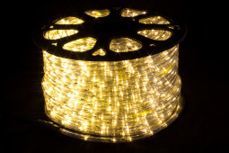 Дюралайт круглый Ø 10.5 мм., 220V, 3-жилы, теплые белые LED лампы 24 шт на 1 м., бухта 100 м, силикон, Winner (05.100.10,5.24WW)